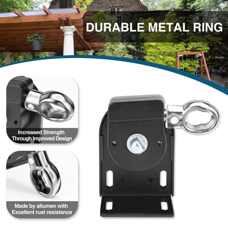 IVYSUN Shade Replacement Parts,Mounting Brackets,Upgrade to Metal Ring,Compatible with Coolaroo Exterior Roller Shade(Black,1 Pair) - Image 2